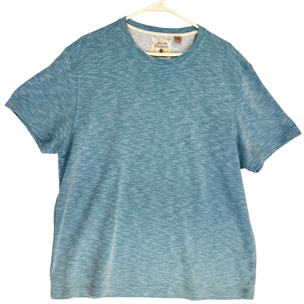 Tasso Elba Island Womens XL Blue Space Dye UPF Sun Protection Short Sleeve Shirt